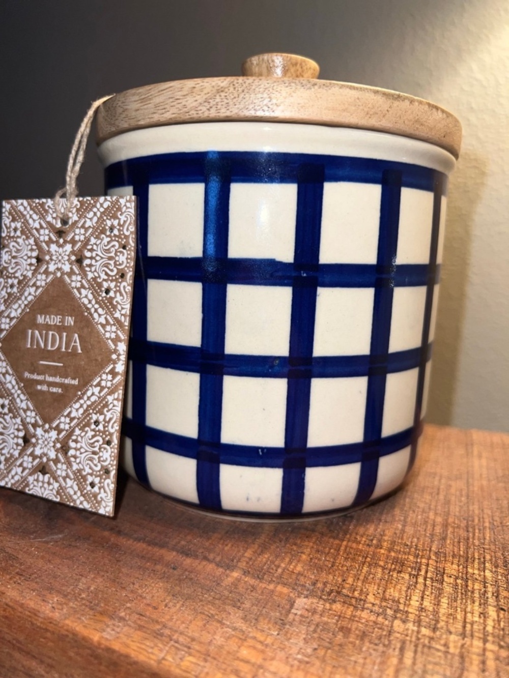 Made In India Ceramic Jar with Wood Lid - Picture 8 of 9